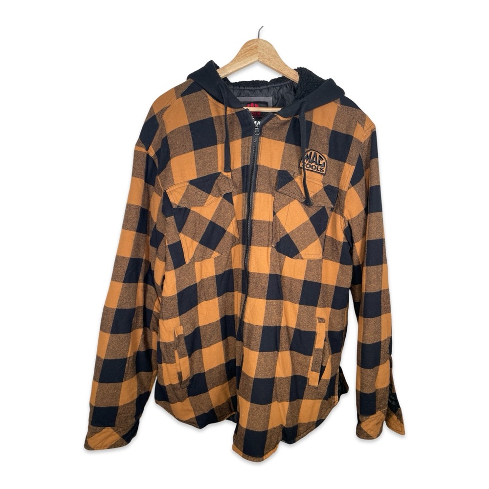 MAC Tools Men's Black and Orange Checkered Jacket